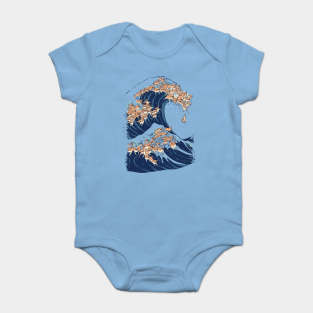 Chihuahua Baby Bodysuit - The Great Wave of Chihuahua by huebucket